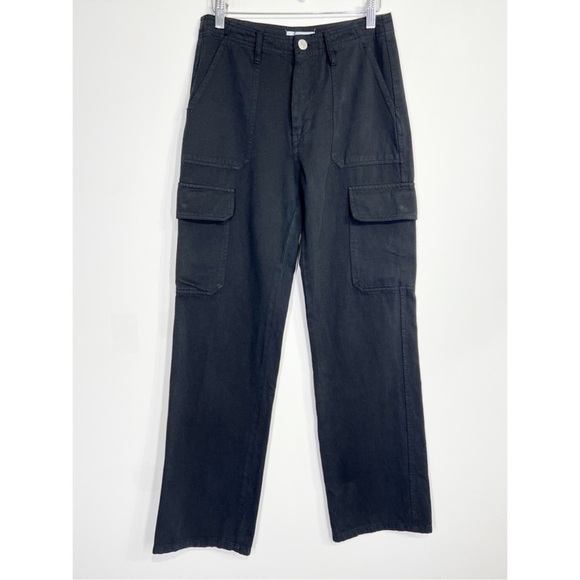 Zara High Rise Straight Leg Cargo Pants Black big pockets straight leg - Picture 5 of 9